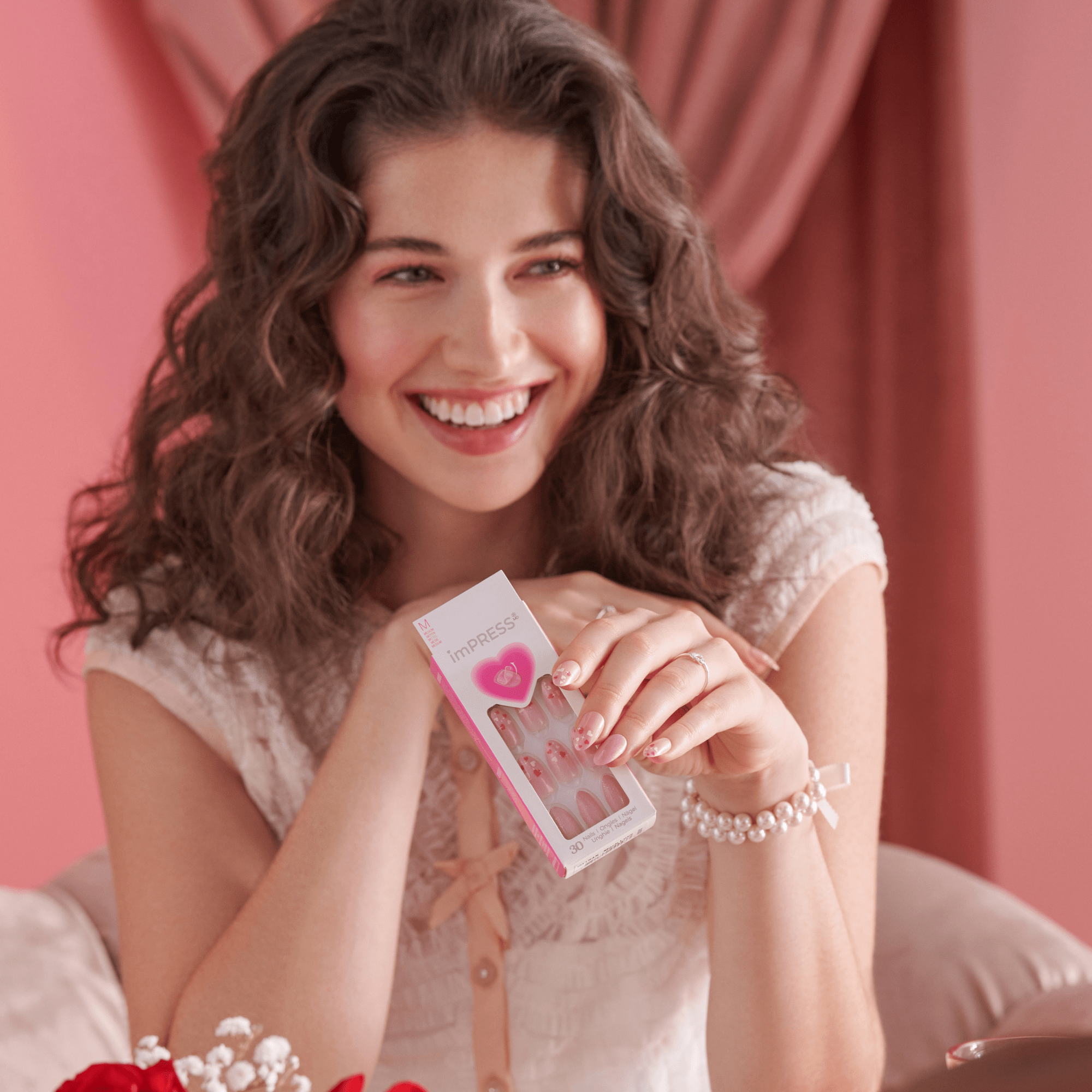 Impress Design No Glue Fake Press On Nails - Much Love | Design, Pink, Medium, Almond, Manicure