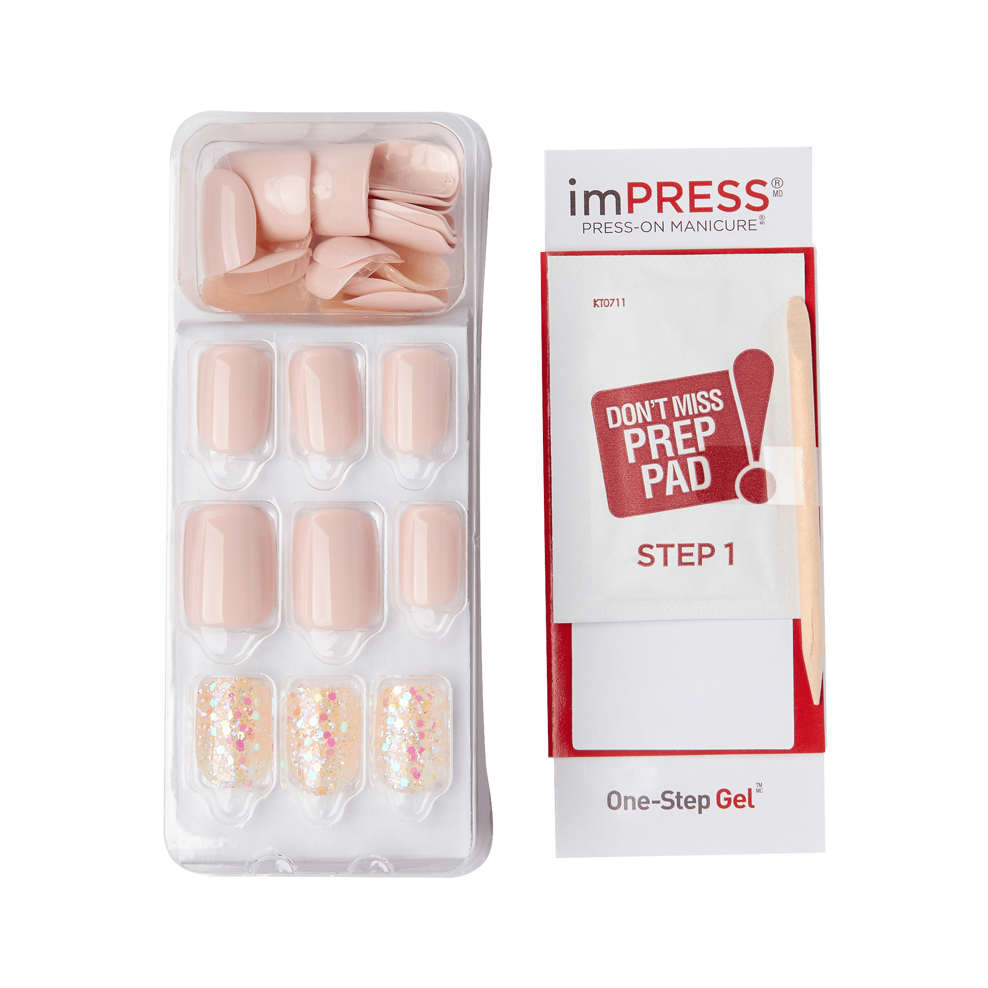 Impress No Glue Fake Press On Nails - Dorothy | Design, Pink, Short, Squoval, Manicure