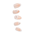 Impress Design No Glue Fake Press On Nails - Buttercup Shine | 3D & Jewel French Design, White, Medium, Almond, Manicure