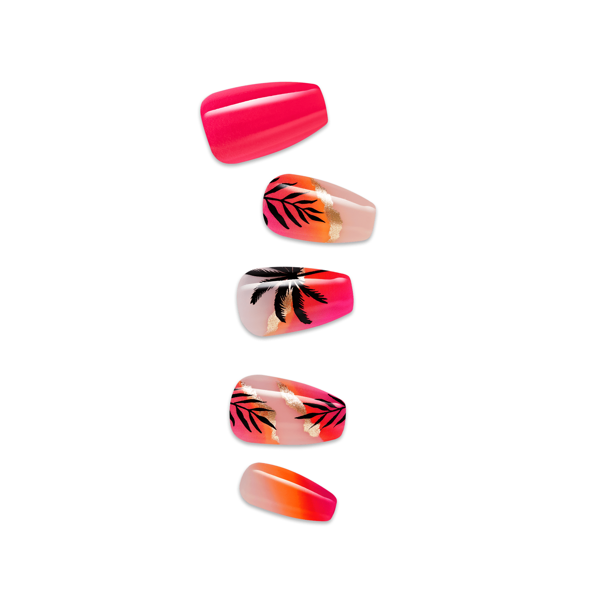 Impress Design No Glue Fake Press On Nails - Sol | Design, Multicolor, Medium, Coffin, Manicure