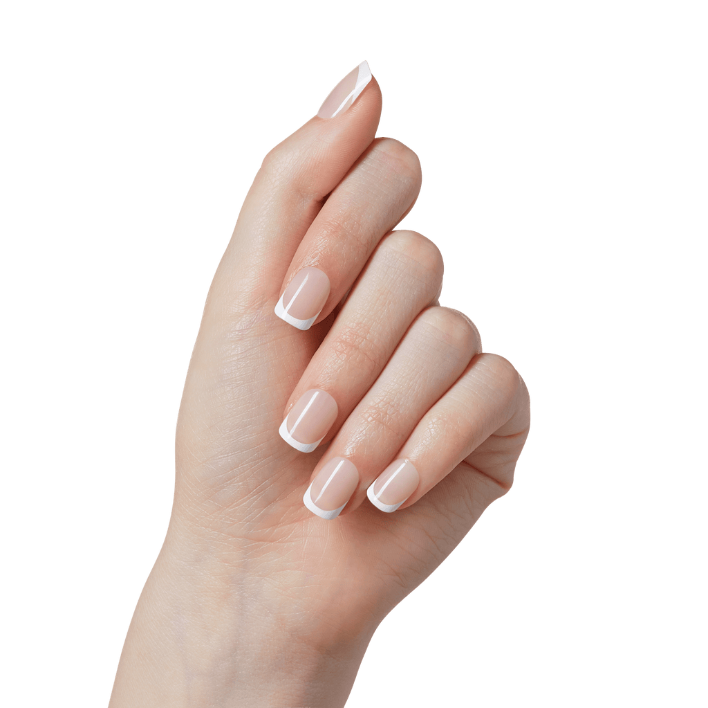 Impress French No Glue Fake Press On Nails - Model | French Tips, White & Neutral, Short, Squoval, Manicure